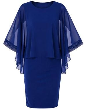 FRANK LYMAN Crystal-Embellished Cape-Overlay Mini Dress - Blue