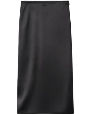 Miu Miu High-Waist Midi Silk Skirt - Black