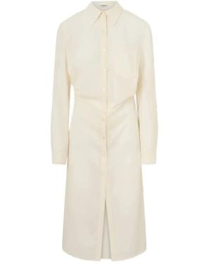 LA PISCINE Midi Shirt Dress - White