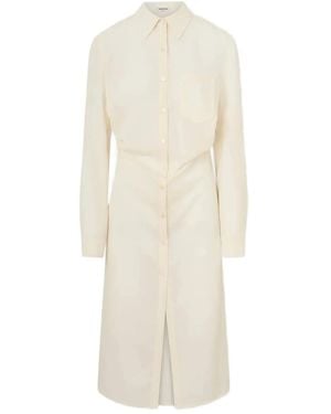 LA PISCINE Midi Shirt Dress - White