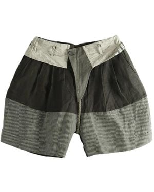 Ziggy Chen Short En Lin À Empiècements - Green