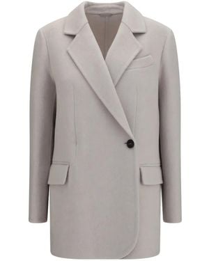 Brunello Cucinelli Single-Breasted Notched-Lapels Jacket - Grey