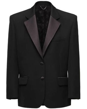 Magda Butrym Satin-Lapel Single-Breasted Blazer - Black