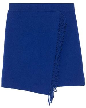Lisa Yang Mette Asymmetrische Mini-Rok Met Franje - Blauw
