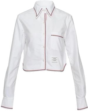 Thom Browne Rwb-Stripe Cropped Shirt - White