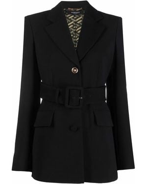 Versace Belted Single-Breasted Blazer - Black