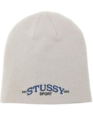 Stussy Logo-Embroidered Beanie Hat - White