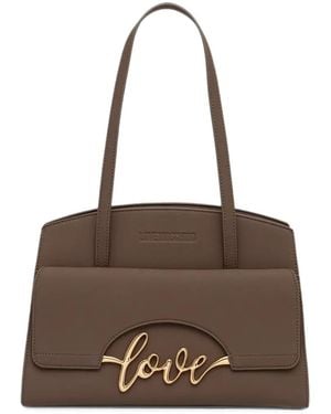Love Moschino Sac Porté Épaule À Plaque Logo - Brown
