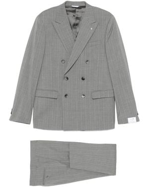 Manuel Ritz Double-Breasted Pinstriped Suit - Grey