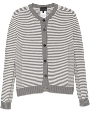 Emporio Armani Striped Button-Up Cardigan - Grey