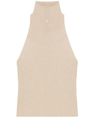 Courreges Ribbed-Knit Tank Top - Natural