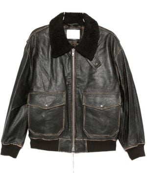 DUNST Lambskin Leather Flap-Pocket Coat - Black