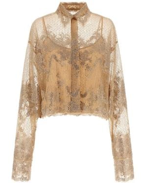 Ermanno Scervino Chemise À Ornements En Cristal - Natural