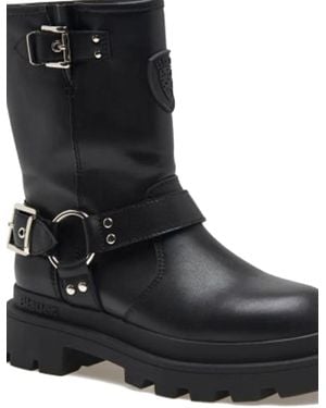 Blauer Buckle-Strap Platform Boots - Black