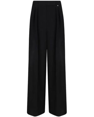 Nissa Pleated-Front Wide-Leg Trousers - Black