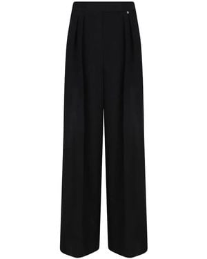 Nissa Pleated-Front Wide-Leg Pants - Black