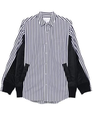 Sacai Striped Panelled-Construction Shirt - Blue
