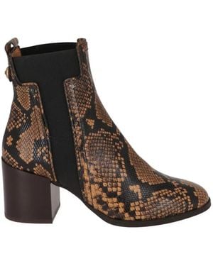 Tod's Snake-Effect Leather Ankle Boots - Brown