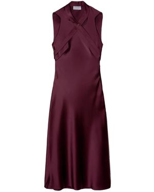 Off-White c/o Virgil Abloh Crossover-Strap Satin Midi Dress - Purple
