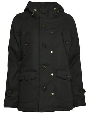 Equipe 70 Button-Up Hooded Coat - Black