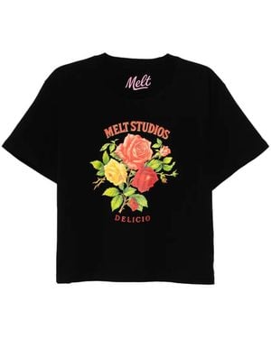 Melt Camiseta Con Estampado Floral - Negro