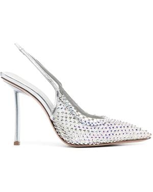 Le Silla Crystal-Embellished Slingback Court Shoes - White
