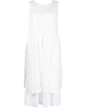 Comme des Garçons Lace-Overlay Midi Dress - White