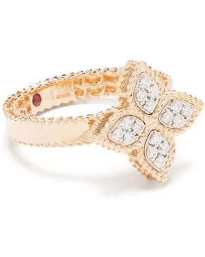 Roberto Coin Anillo Princess Flower En Oro De 18 Ct Con Diamantes - Blanco