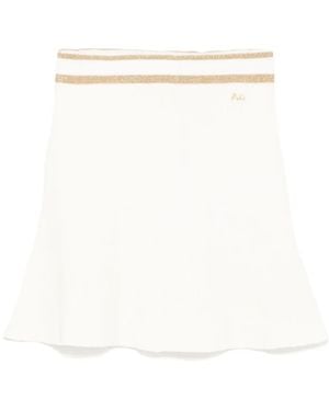 Alessandra Rich Mini Ribbed Knit Flared Skirt - White