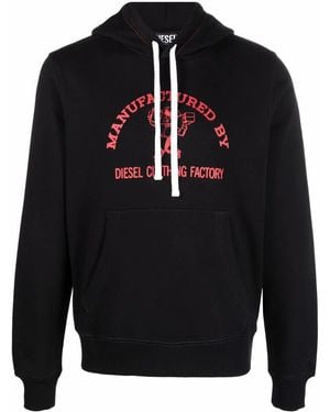 DIESEL Crack-Print Pullover Hoodie - Blue