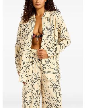 Seafolly Floral-Print Long-Sleeve Shirt - Natural