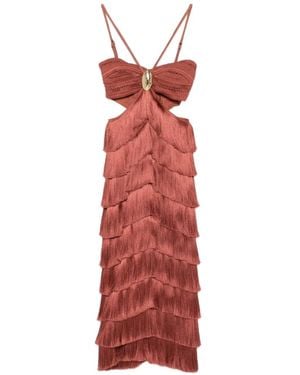 PATBO X Camila Coelho Amethyst Fringed Midi Dress - Red