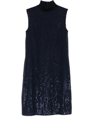 Peserico Sleeveless Sequin Turtleneck Midi Dress - Blue