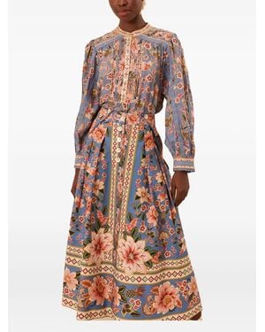 FARM Rio Superbloom Tapestry-print Skirt - Blue