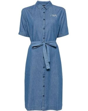 SPORT b. by agnès b. Embroidered Detail Belted Buttoned Dress - Blue