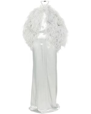 The Attico Feather-Trim Maxi Dress - White
