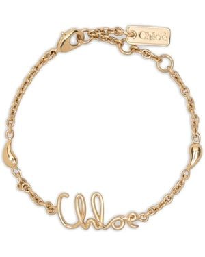 Chloé Logo-Plaque Chain Bracelet - Metallic