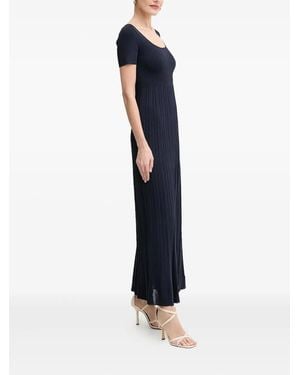 MICHAEL Michael Kors Ribbed Pleated Maxi Dress - Blue