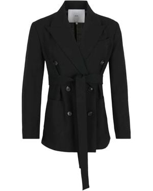 Setchu Belted Double-Breasted Blazer - Black
