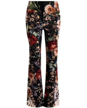 Alice + Olivia Andrew Floral-Print Bootcut Pants - Black