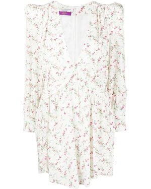 Philosophy Di Lorenzo Serafini Floral-Print Flared Silk Dress - White