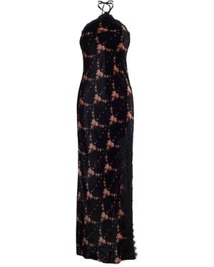 Cara Cara June Floral-Lace Halter-Neck Maxi Dress - Black