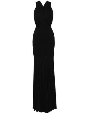 Hervé L. Leroux Pleated Fishtail Gown - Black
