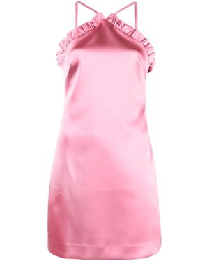 P.A.R.O.S.H. P.A.R.O..H. Ruffled Satin-Finish Minidress - Pink