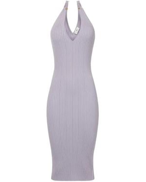 Elisabetta Franchi Ring V-Neck Midi Dress - Purple