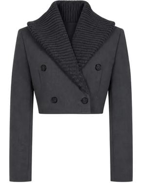 DIESEL G-Olden Double-Breasted Cropped Blazer - Blue