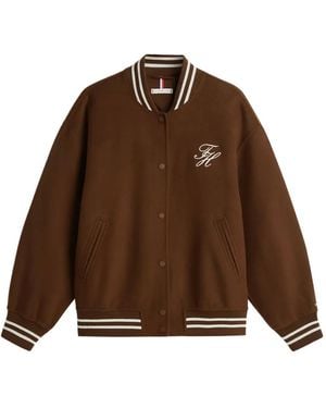 Tommy Hilfiger Striped-Detail Bomber Jacket - Brown