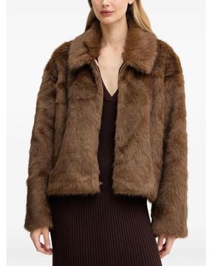 Bardot Sylvie Zipped Faux-Fur Jacket - Brown