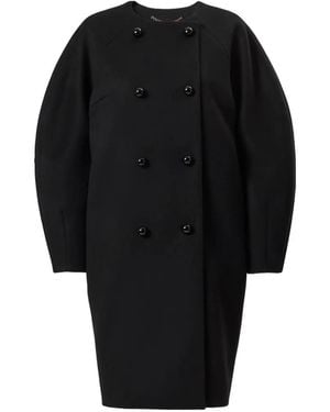 Carolina Herrera Double-Breasted Cocoon Coat - Black