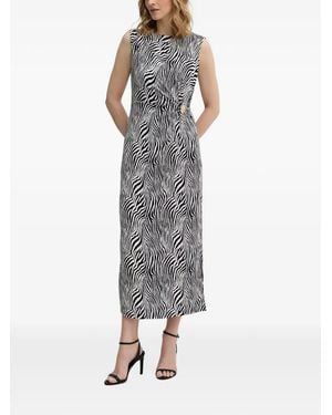 Morgan Robe Mi-Longue À Imprimé Zébré Et Fente Latérale - Black